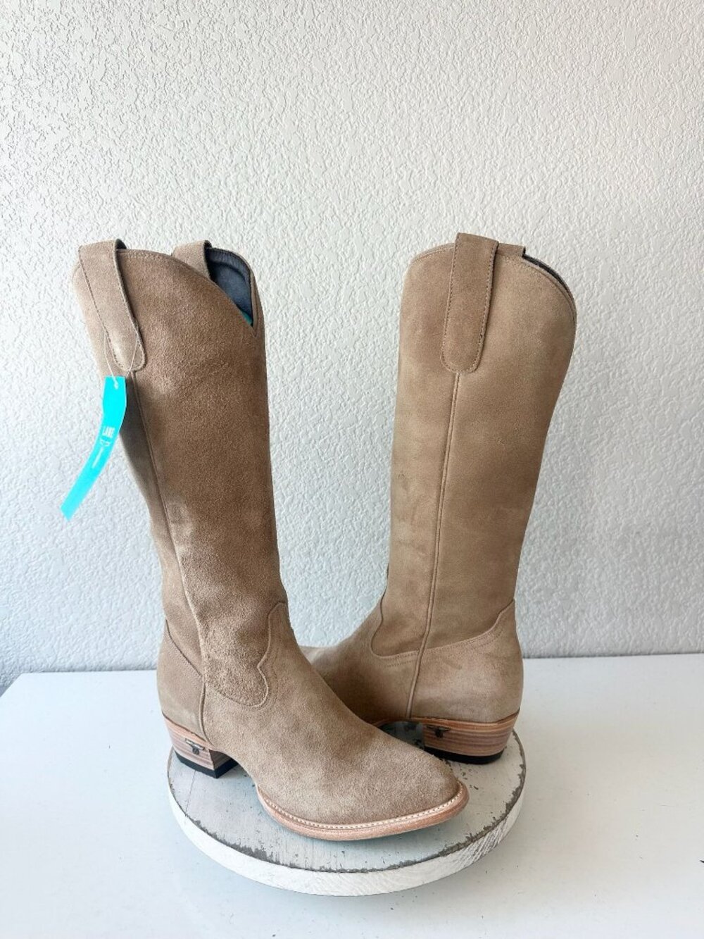 Lane PLAIN JANE Womens Latte Suede Cowboy Boots Cowgirl Western Mid Calf Tall 9